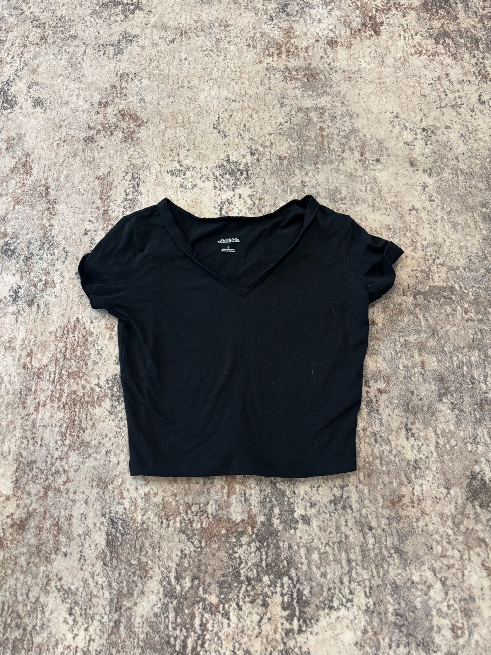 wild fable Black V-Neck Crop Top